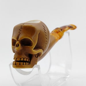 Skull Meerschaum Pipe,Block Meerschaum,Unique Meerschaum Pipes,With Case