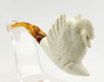 Swan Meerschaum Pipe,Block Meerschaum,Unique Meerschaum Pipes,With Case