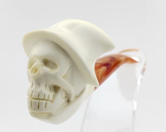 Wizard Skull Meerschaum Pipe,Block Meerschaum,Unique Meerschaum Pipes,With Case