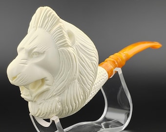 Lion Meerschaum Pipe,Block Meerschaum,Unique Meerschaum Pipes,With Case
