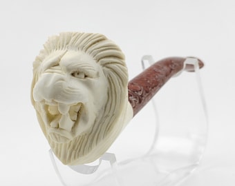 Lion Meerschaum Pipe,Block Meerschaum,Unique Meerschaum Pipes,With Case