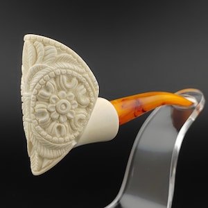 Classic Floral Pickaxe Meerschaum Pipe,Block Meerschaum Pipe,Unique Meerschaum Pipes,With Case