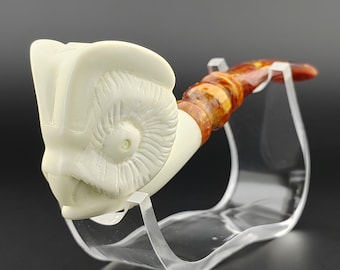 Owl Meerschaum Pipe,Block Meerschaum Pipe,Unique Meerschaum Pipes,With Case
