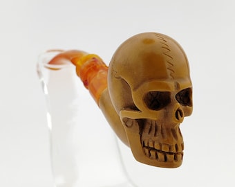 Skull Meerschaum Pipe,Block Meerschaum,Unique Meerschaum Pipes,With Case