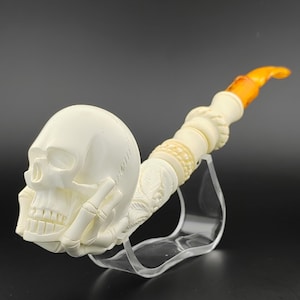 Skull Meerschaum Pipe,Block Meerschaum,Unique Meerschaum Pipes,With Case
