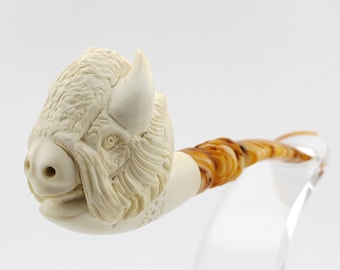 Buffalo Meerschaum Pipe,Block Meerschaum,Unique Meerschaum Pipes,With Case