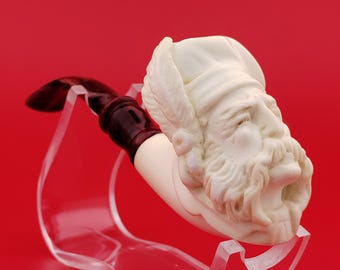 Scottish Soldier Meerschaum Pipe,Block Meerschaum Pipe,Unique Meerschaum Pipes,With Case
