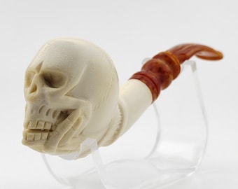 Skull Meerschaum Pipe,Block Meerschaum,Unique Meerschaum Pipes,With Case