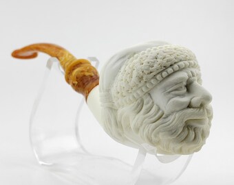 Ho Ho Ho Santa Claus Father Christmas Meerschaum Pipe,Block Meerschaum,Unique Meerschaum Pipes,With Case,Christmas Gift,New Year Gift