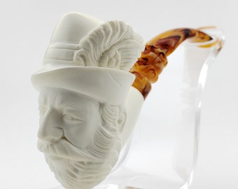 Cavalier Meerschaum Pipe,Block Meerschaum Pipe,Unique Meerschaum Pipes,With Case