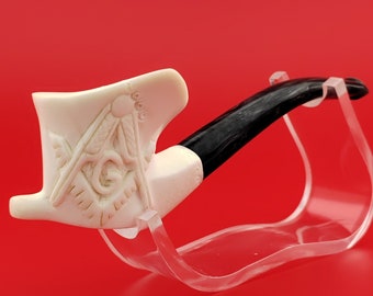 Masonic Meerschaum Pipe,Block Meerschaum,Unique Meerschaum Pipes,With Case