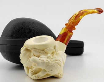 Wolf Meerschaum Pipe,Block Meerschaum,Unique Meerschaum Pipes,With Case