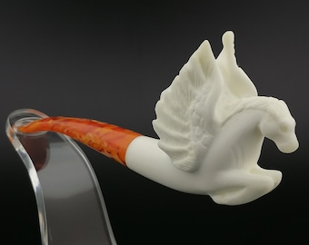 Pegasus Meerschaum Pipe,Block Meerschaum,Unique Meerschaum Pipes,With Case, Pegasus Horse Greek Mythology Pipe