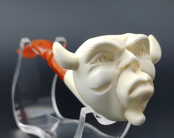 Devil Meerschaum Pipe,Block Meerschaum,Unique Meerschaum Pipes,With Case