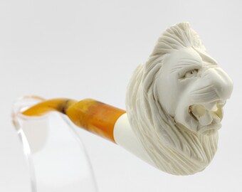 Lion Meerschaum Pipe,Block Meerschaum,Unique Meerschaum Pipes,With Case