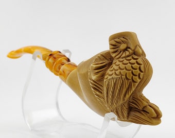 Owl Meerschaum Pipe,Block Meerschaum Pipe,Unique Meerschaum Pipes,With Case