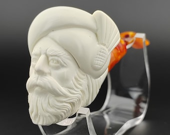 King Sultan Meerschaum  Pipe,Block Meerschaum Pipe,Unique Meerschaum Pipes,With Case