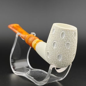 Classic Lattice Teardrop Meerschaum Pipe,Block Meerschaum, Unique Meerschaum Pipes,With Case