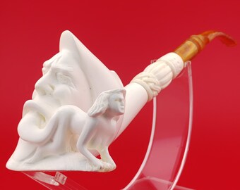 Moon Nude Lady Meerschaum Pipe,Block Meerschaum Pipe,Unique Meerschaum Pipes,With Case