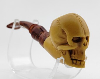 Skull Meerschaum Pipe,Block Meerschaum,Unique Meerschaum Pipes,With Case