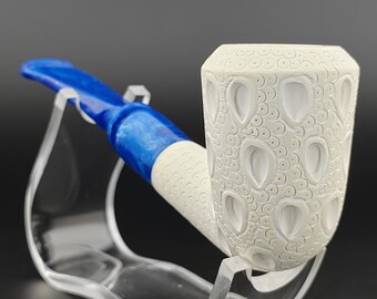 Classic Lattice Teardrop Meerschaum Pipe,Block Meerschaum, Unique Meerschaum Pipes,With Case