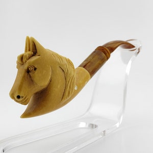 Horse Meerschaum Pipe,Block Meerschaum,Unique Meerschaum Pipes,With Case