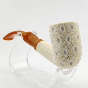 Classic Lattice Teardrop Meerschaum Pipe,Block Meerschaum, Unique Meerschaum Pipes,With Case