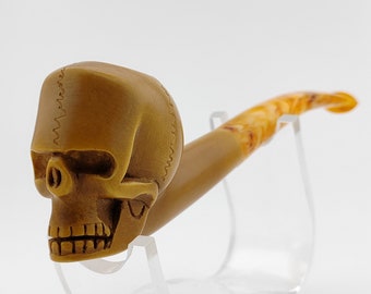 Skull Meerschaum Pipe,Block Meerschaum,Unique Meerschaum Pipes,With Case