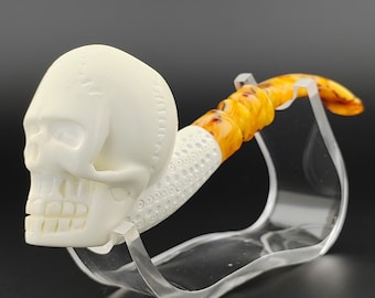 Skull Meerschaum Pipe,Block Meerschaum,Unique Meerschaum Pipes,With Case