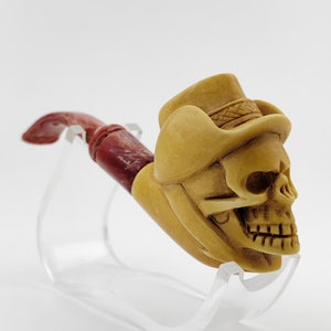 Cowboy Skull Meerschaum Pipe,Block Meerschaum,Unique Meerschaum Pipes,With Case
