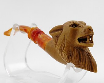Wolf Meerschaum Pipe,Block Meerschaum,Unique Meerschaum Pipes,With Case