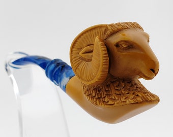 Ram Aries Meerschaum Pipe,Block Meerschaum,Unique Meerschaum Pipes,With Case
