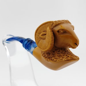 Ram Aries Meerschaum Pipe,Block Meerschaum,Unique Meerschaum Pipes,With Case