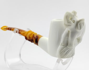 Elephant Meerschaum Pipe,Block Meerschaum,Unique Meerschaum Pipes,With Case
