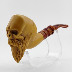 Bearded Skull Meerschaum Pipe,Block Meerschaum,Unique Meerschaum Pipes,With Case