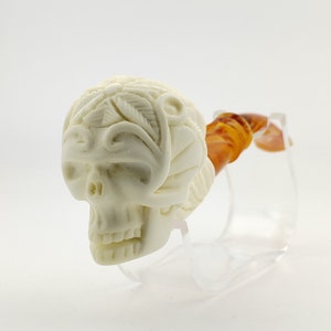Skull Meerschaum Pipe,Block Meerschaum,Unique Meerschaum Pipes,With Case