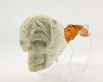Skull Meerschaum Pipe,Block Meerschaum,Unique Meerschaum Pipes,With Case