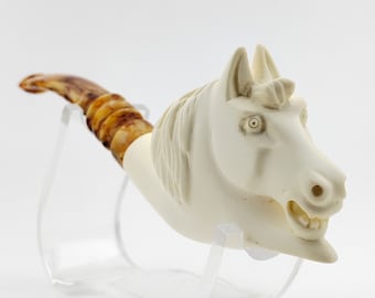 Mustang Horse Meerschaum Pipe,Block Meerschaum,Unique Meerschaum Pipes,With Case,海泡石管