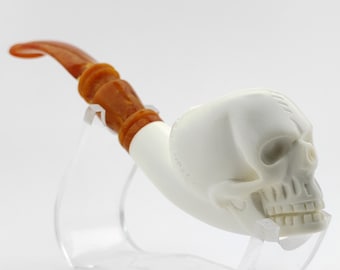 Skull Meerschaum Pipe,Block Meerschaum,Unique Meerschaum Pipes,With Case