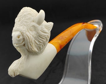 Buffalo Meerschaum Pipe,Block Meerschaum,Unique Meerschaum Pipes,With Case