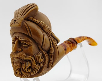 King Sultan Meerschaum  Pipe,Block Meerschaum Pipe,Unique Meerschaum Pipes,With Case