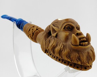 Orc Meerschaum Pipe,Block Meerschaum,Unique Meerschaum Pipes,With Case,Birthday Gift,Christmas Gift