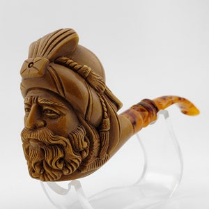 King Sultan Meerschaum  Pipe,Block Meerschaum Pipe,Unique Meerschaum Pipes,With Case