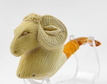 Ram Aries Meerschaum Pipe,Block Meerschaum,Unique Meerschaum Pipes,With Case