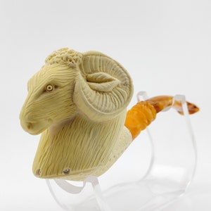Ram Aries Meerschaum Pipe,Block Meerschaum,Unique Meerschaum Pipes,With Case