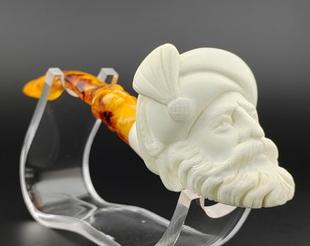 King Sultan Meerschaum  Pipe,Block Meerschaum Pipe,Unique Meerschaum Pipes,With Case
