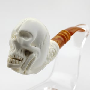 Skull Meerschaum Pipe,Block Meerschaum,Unique Meerschaum Pipes,With Case