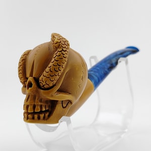 Pipa in schiuma di mare con teschio, pipa in schiuma di mare a blocchi, pipe in schiuma di mare uniche, con custodia, regalo di Natale, regalo di compleanno, regalo di Capodanno, regalo per lui