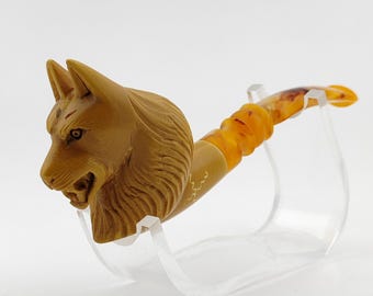 Wolf Meerschaum Pipe,Block Meerschaum,Unique Meerschaum Pipes,With Case