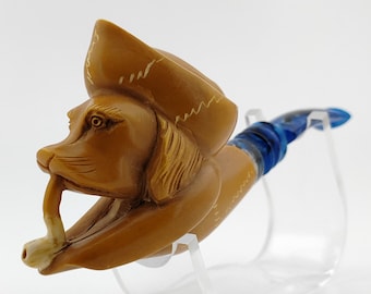 Cowboy Dog Meerschaum Pipe,Block Meerschaum Pipe,Unique Meerschaum Pipes,With Case